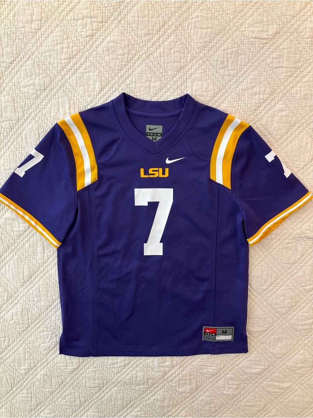 Nike LSU Tigers Football Jersey #7 Leonard Fournette Youth M Purple Gold Boys
